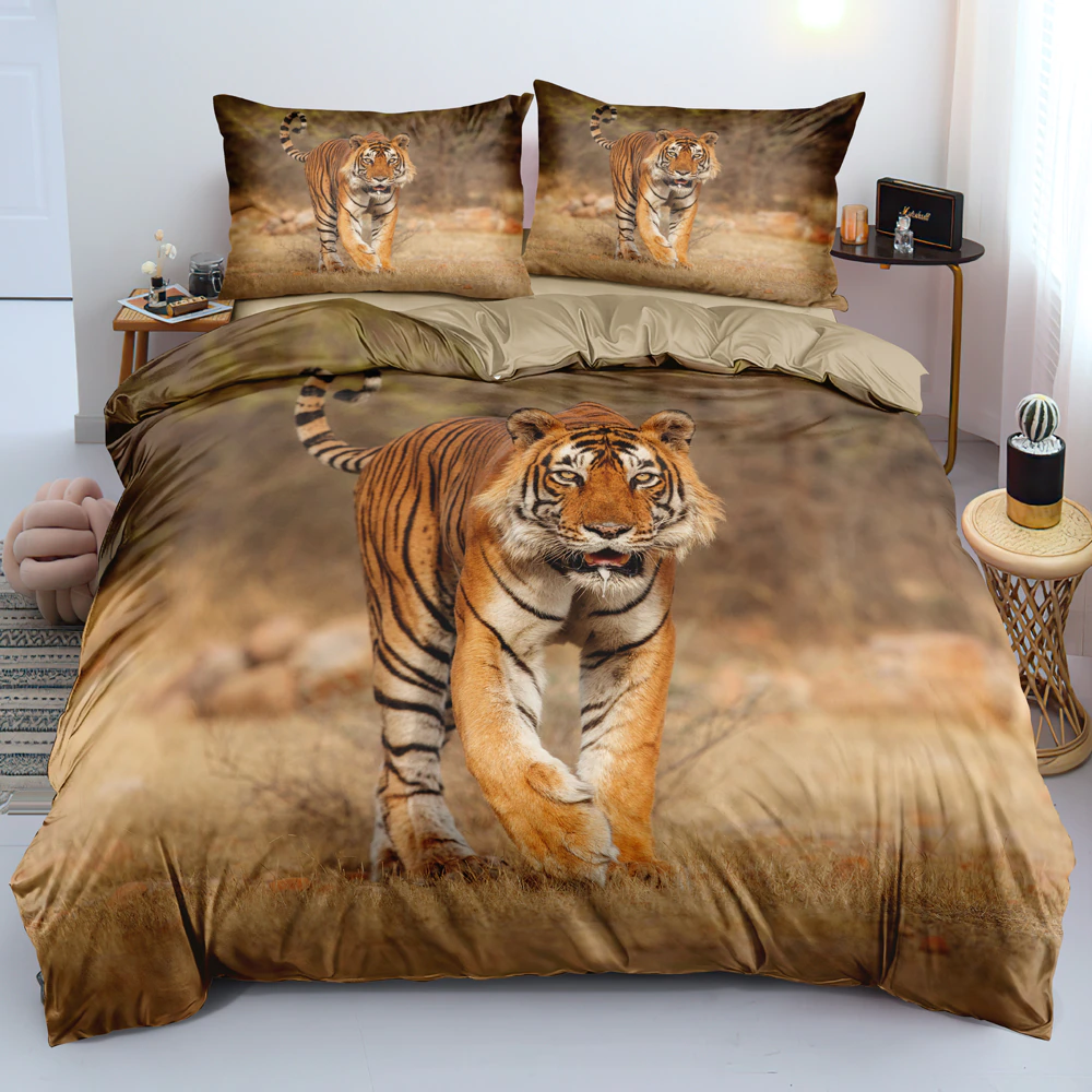 3D Digital Couple Tigers Bedding Set Fashion Design Duvet Cover Set Twin Queen King Size Soft Bed Linen