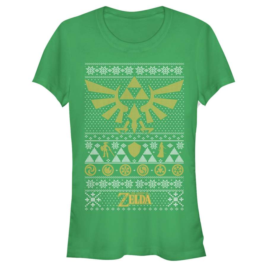 Nintendo Junior’s Ugly Christmas Legend of Zelda Triforce  T Shirt