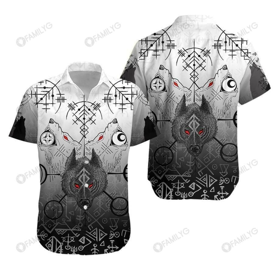 Viking Shirts – Nordic Warrior Viking Wolf Runes Special Colorful Nice – Viking Hawaiian Shirt Summer Hawaiian For Men, Women, Couple