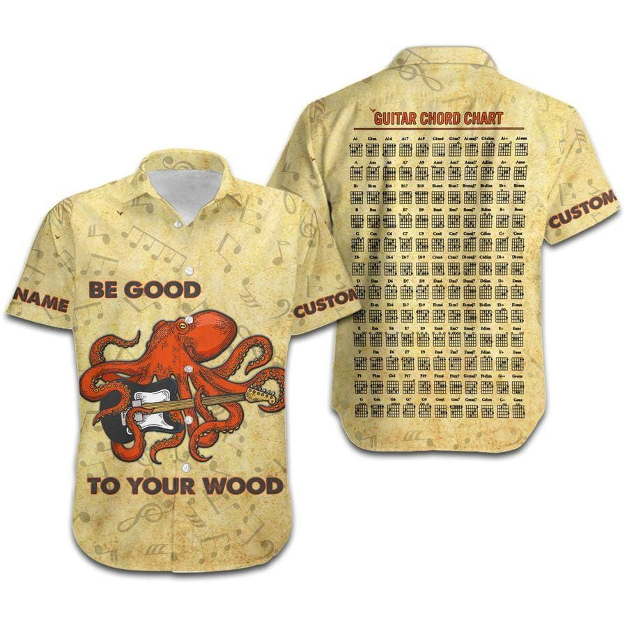 Hawaii Aloha Shirts Be Good To Your Wood Guitar Octopus Custom Name Ha44499