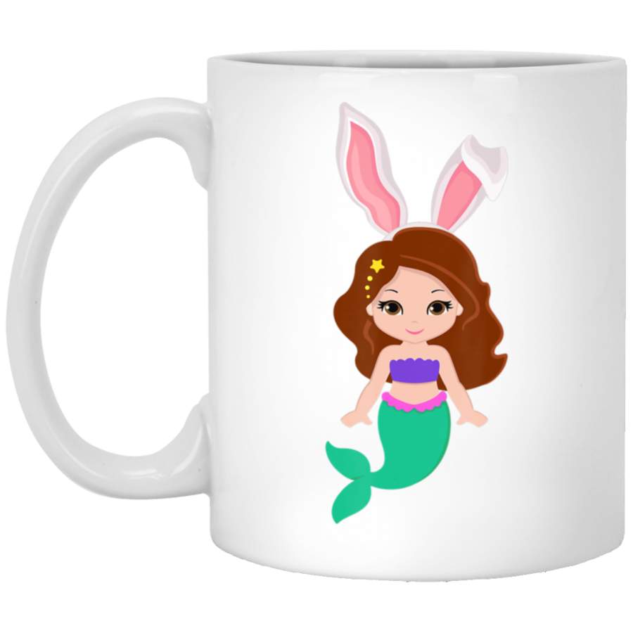 Mermaid Bunny Hat Happy Easter Day Easter 11oz 15oz White Mug Happy Easter Day Funny Colors Eggs Bunny Ears Peeps Cute