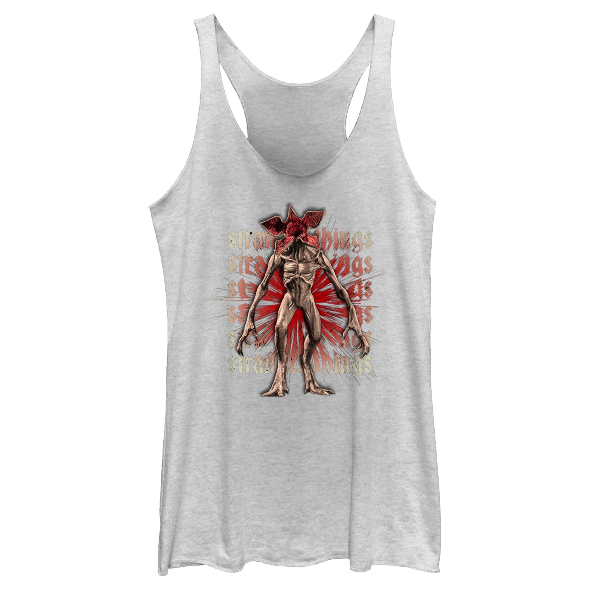 Women’S Stranger Things Demogorgon Monster Logo Stacked Racerback Tank Top