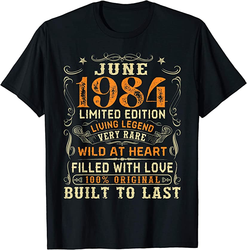 Vintage June 1984 Awesome 37 Yrs Old 37th Birthday Gift T-Shirt