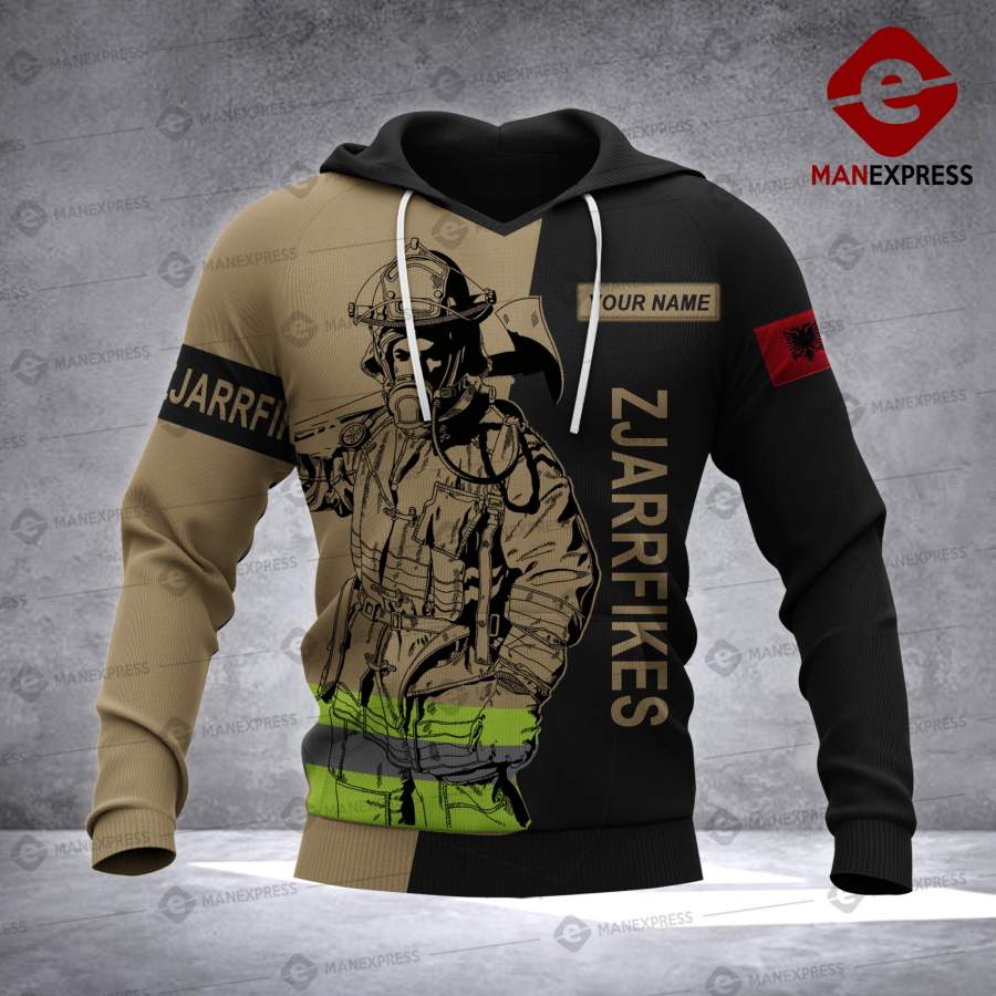 Personalized Albanian Firefighter 3D printed hoodie AZH Albania