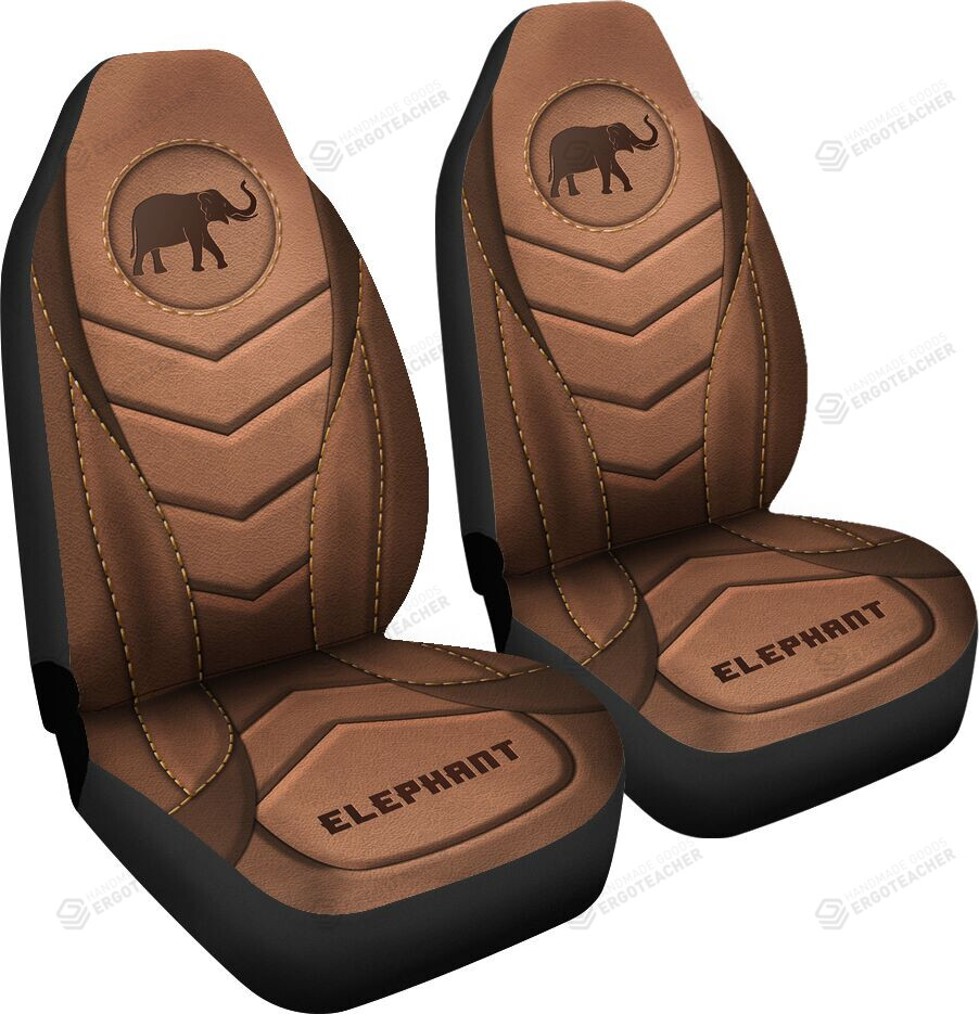 Elephants Thread Brown Car Seat Covers