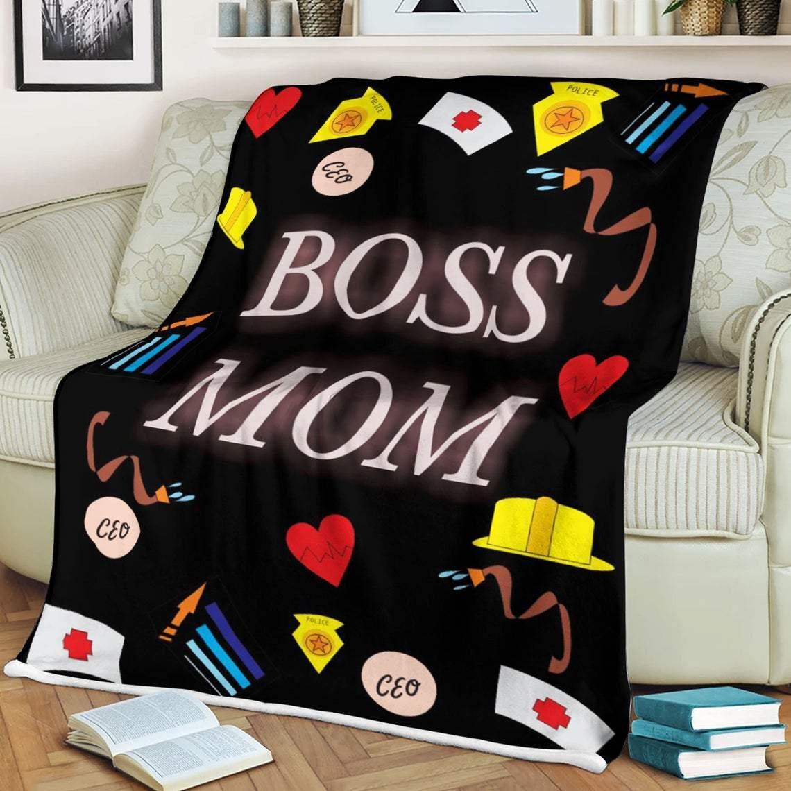 Boss Mom Elephant  – Gifts For Mother’S Day, Gift For Family, Home Decor – Fleece Blanket