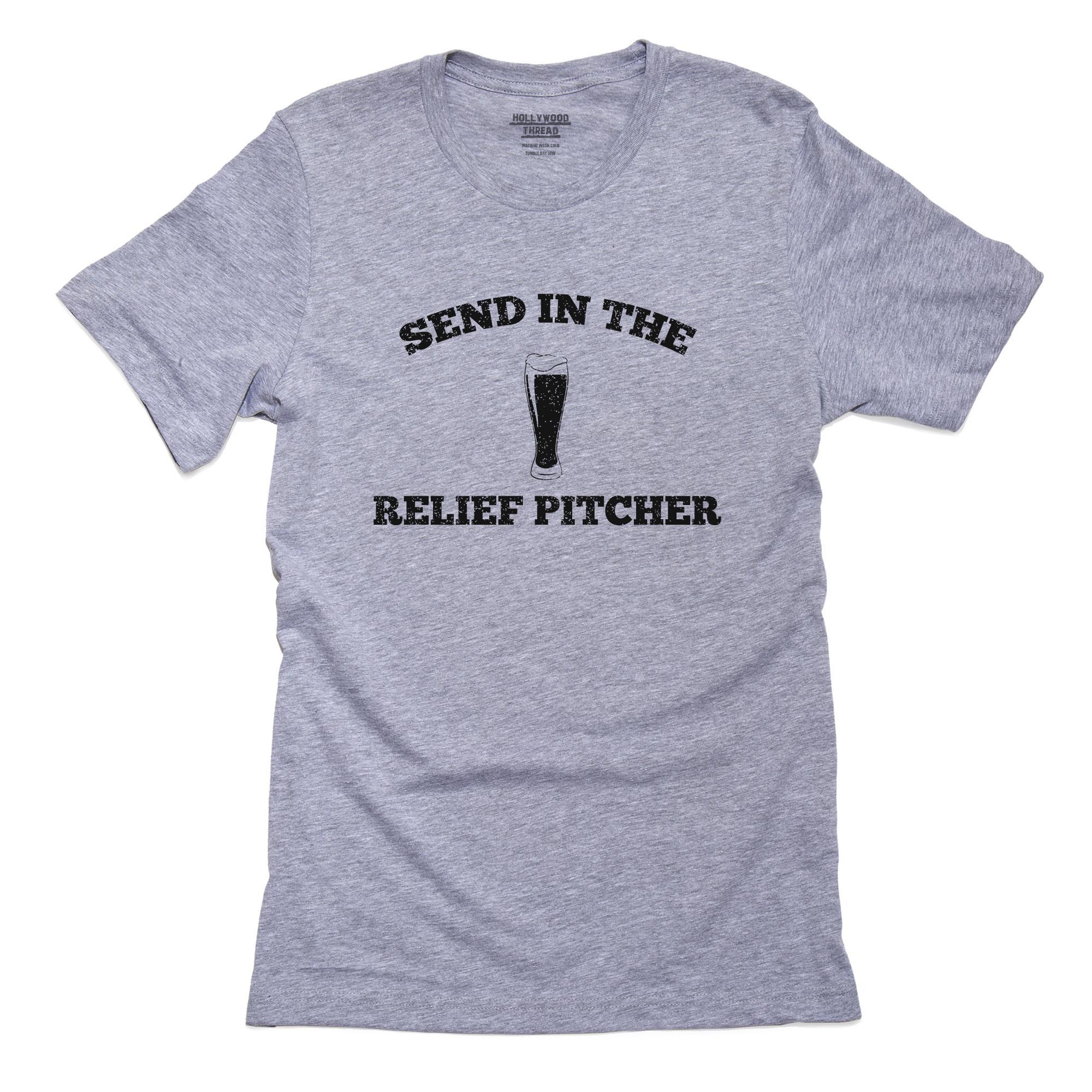 Send In The Relief Pitcher – Beer and Baseball Graphic T-Shirt, Framed Print, Pillow, Golf Towel