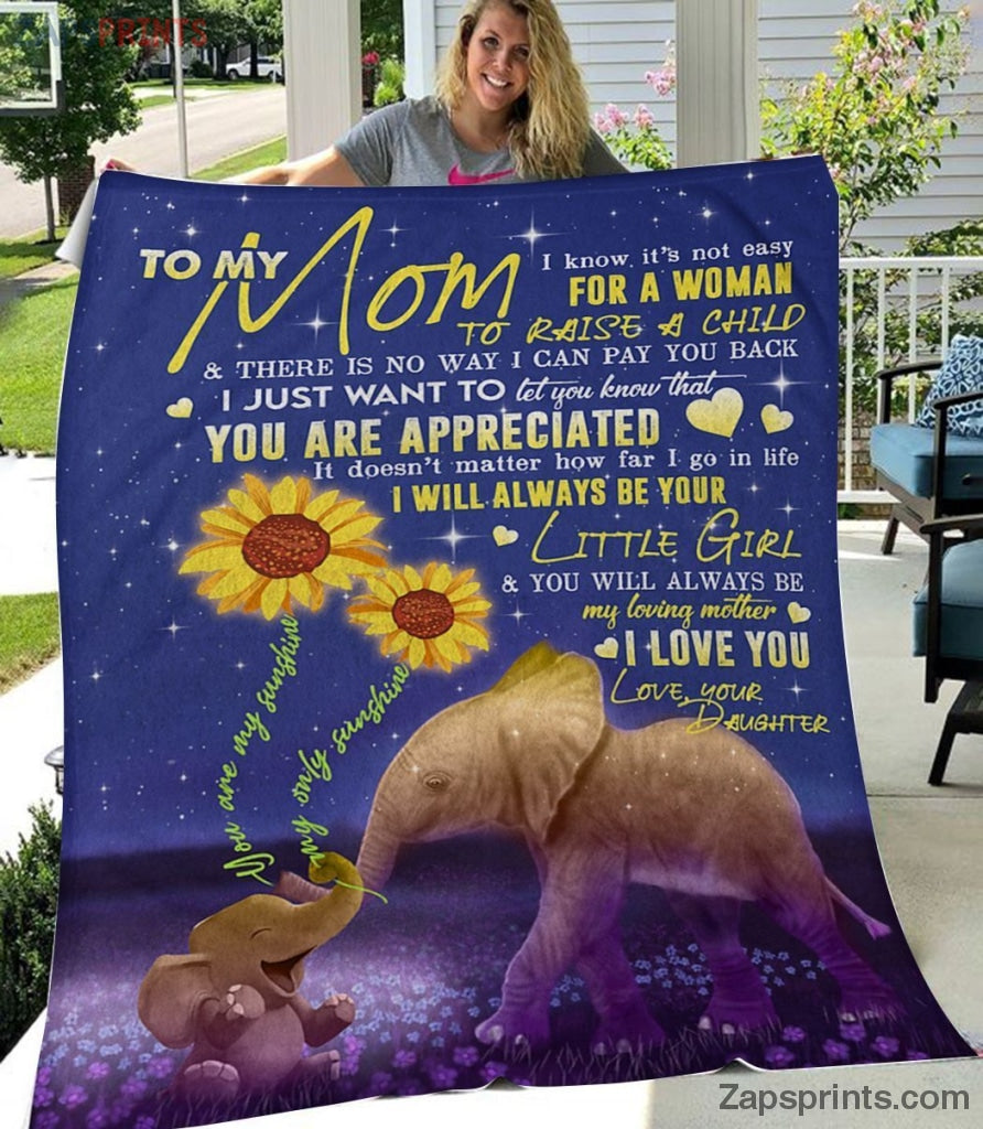 Gift For Mom – To My Mom – Elephant – Thank You Mom – Blanket