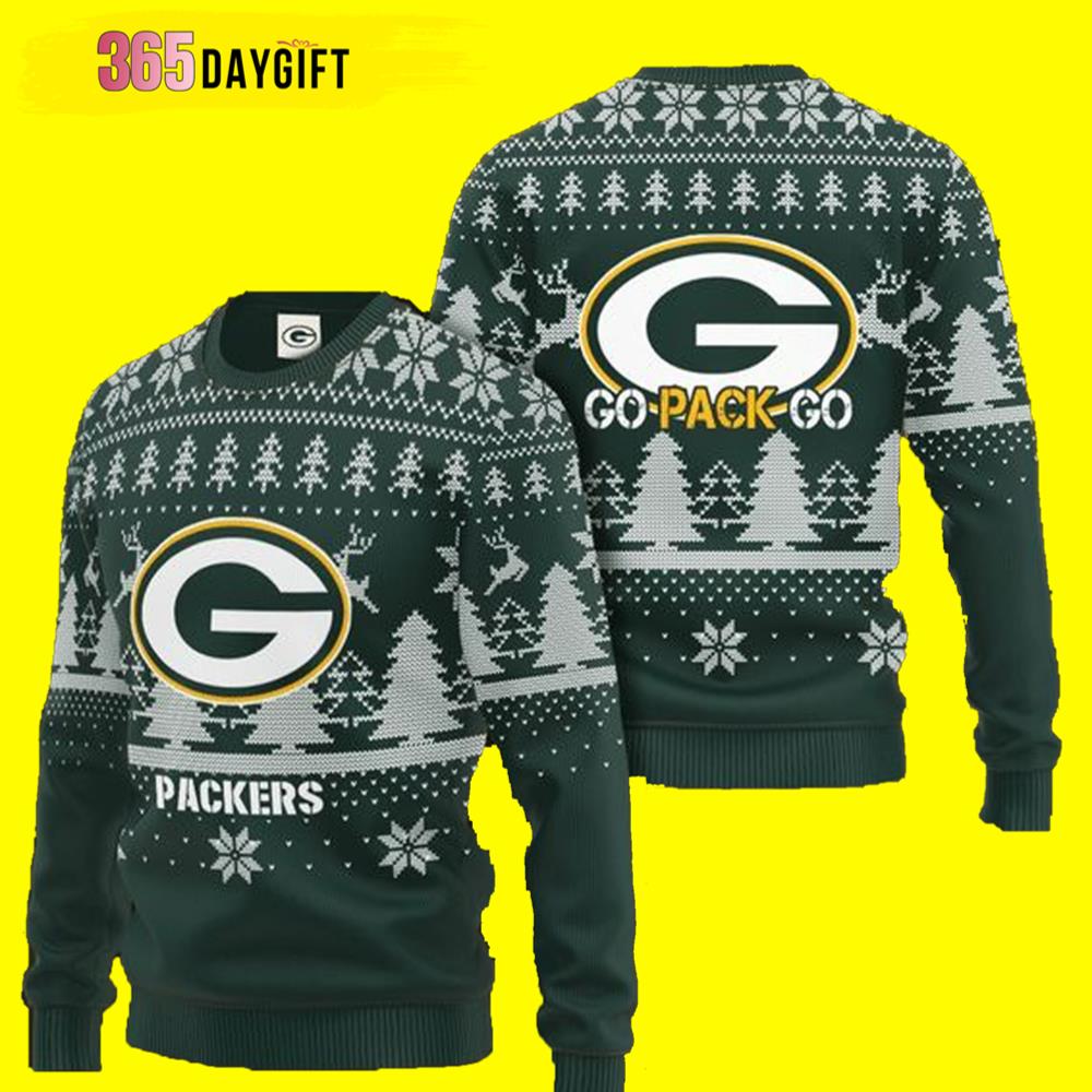 Go Pack Go Green Bay Packers Gift For Fan Ugly Wool Sweater Christmas