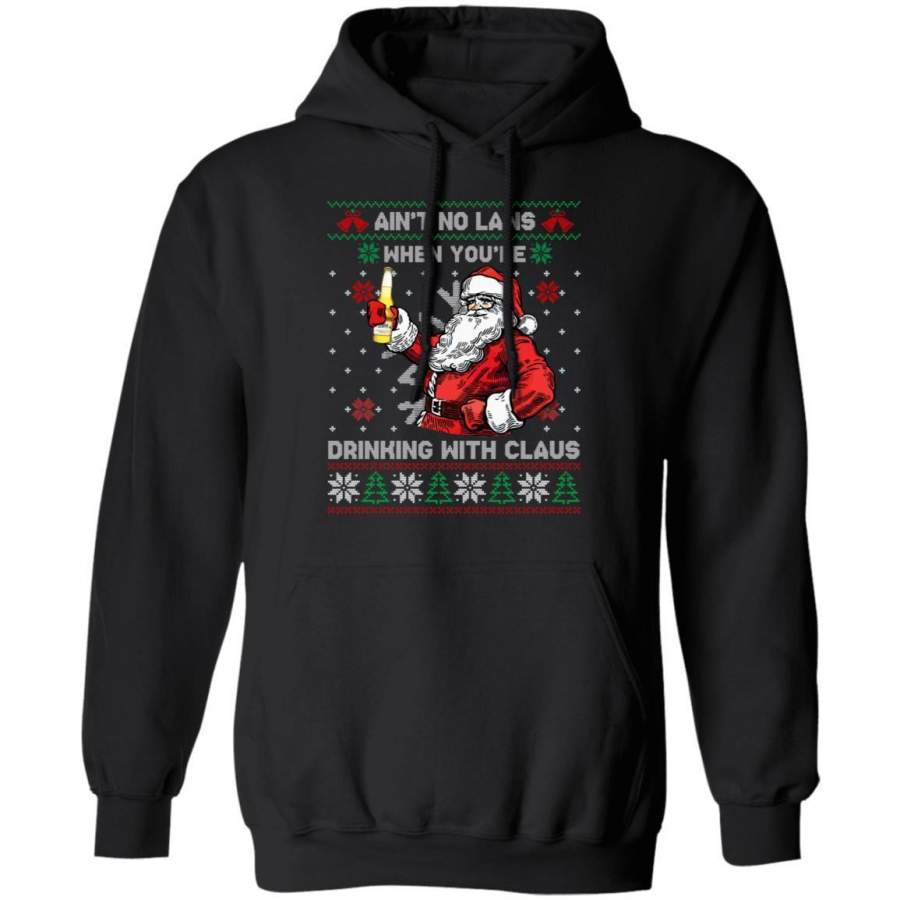 Xmas Hoodie Ain’t No Laws When Drinking Corona Light With Claus Beer Ugly Sweater Style Hoodie VA11