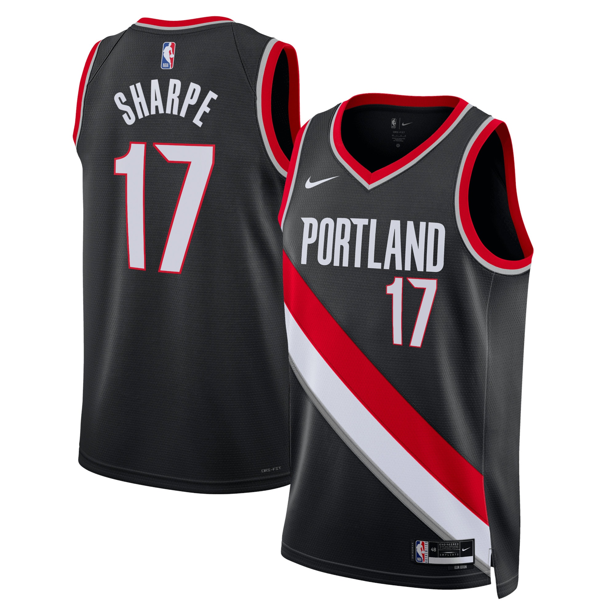 Portland Trail Blazers Icon Edition Swingman Jersey – Black – Shaedon Sharpe – Unisex