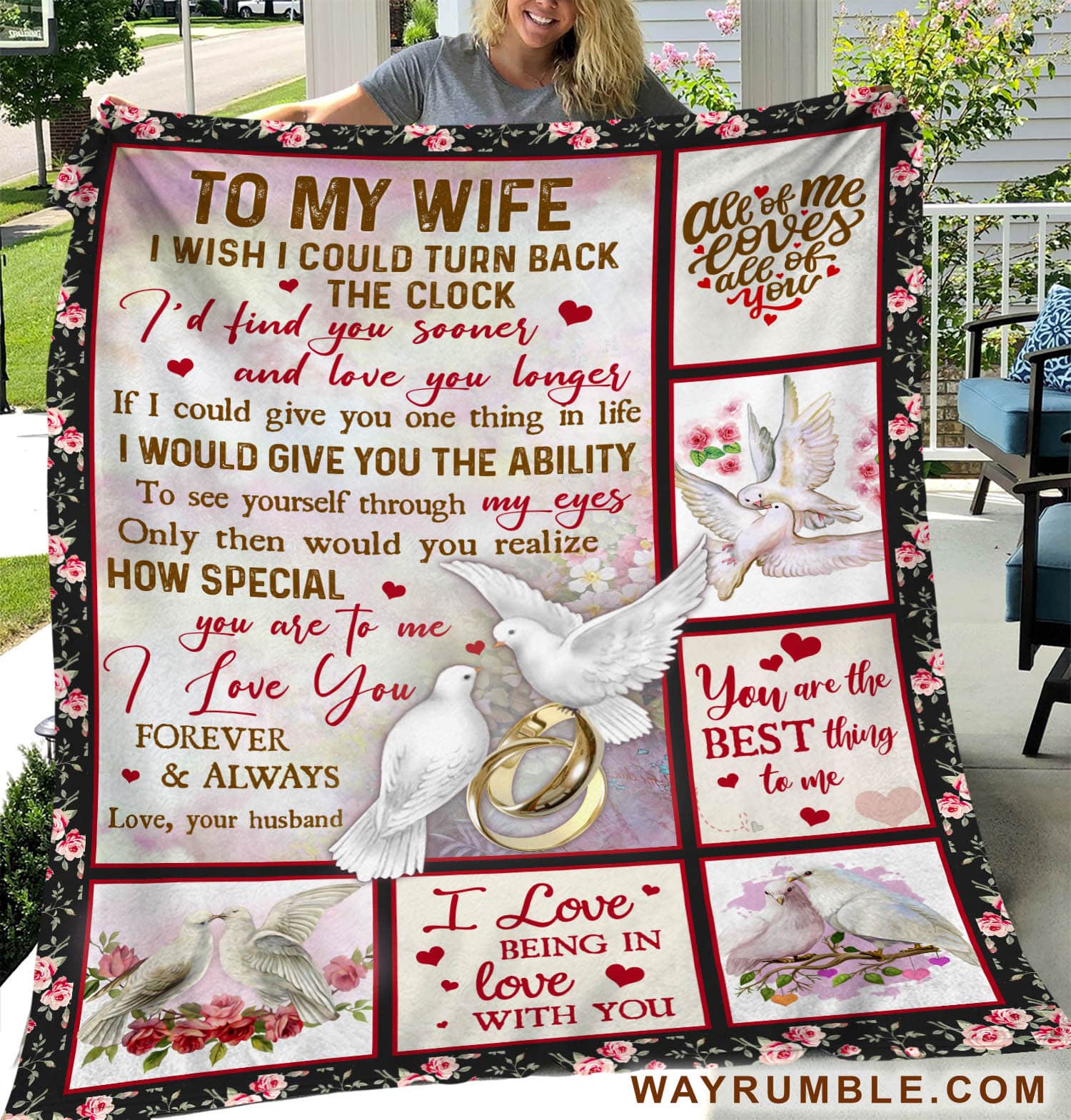 To My Wife, Doves Painting, Wedding Rings, You Are The Best Thing To Me – Couple Blanket