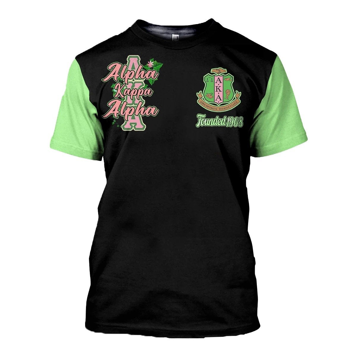 Greek Life T-Shirt – Alpha Kappa Alpha Girl And Flowers T-Shirt J5