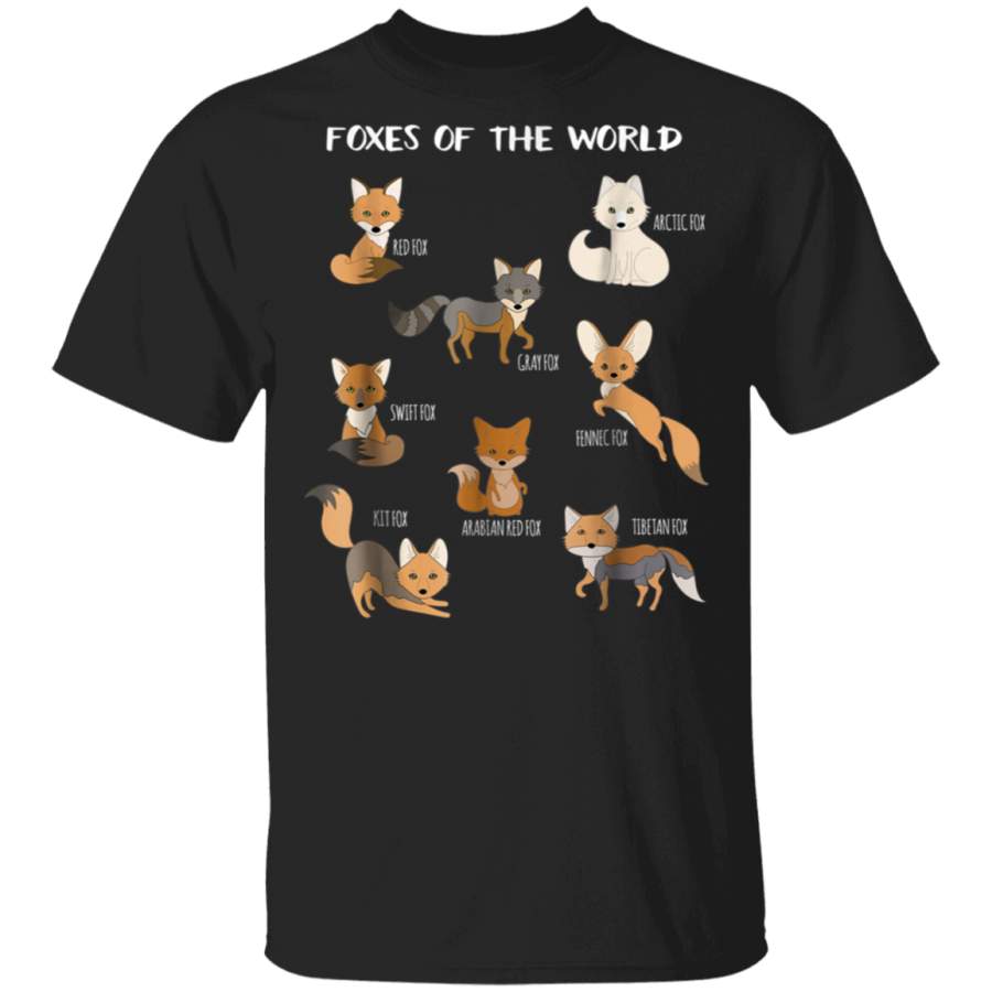 Foxes Of The World Funny Fox Animals Educational T Shirt