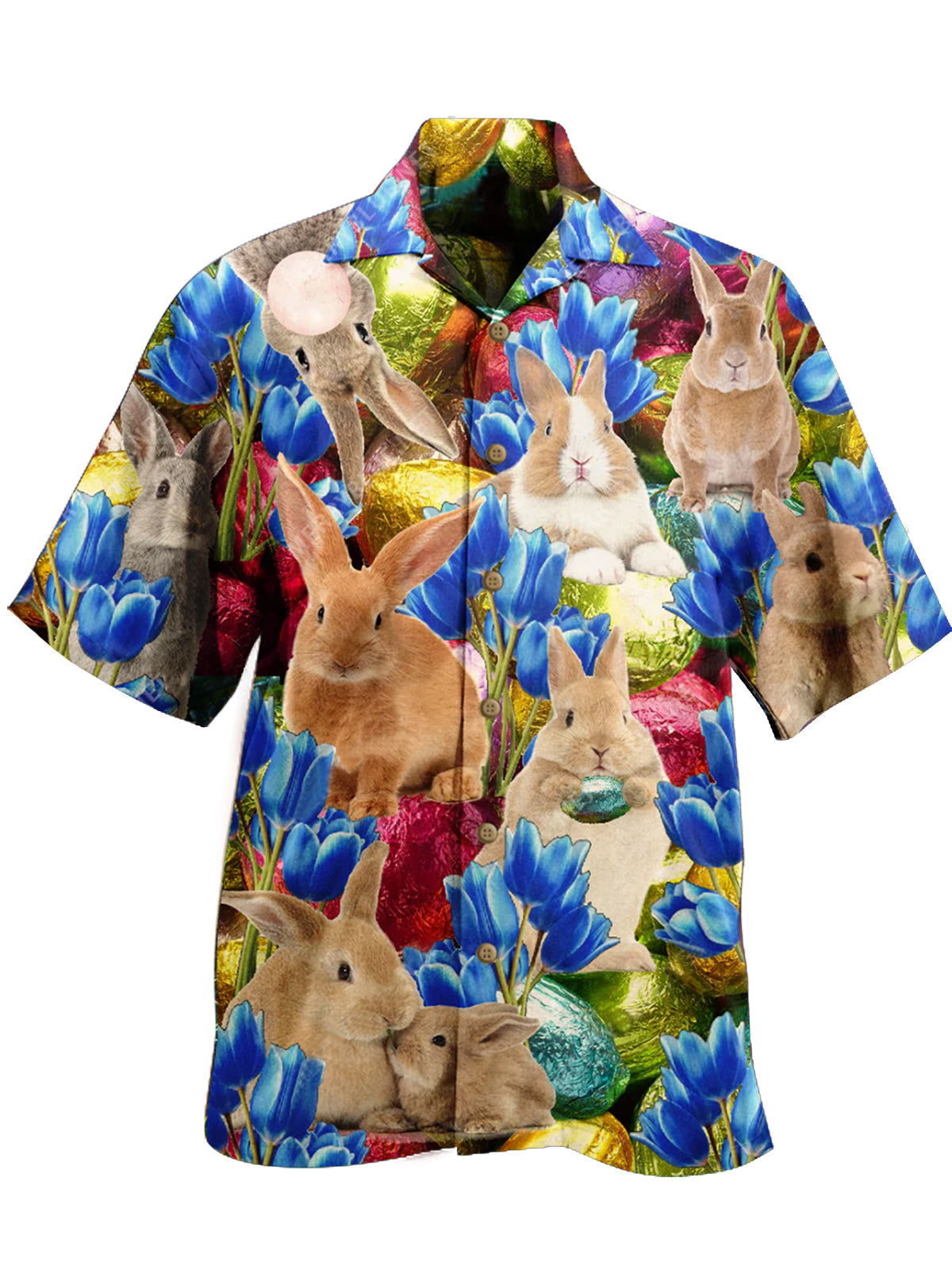 Waybackapparel Easter Bunny Floral 3D Hawaiian Shirt