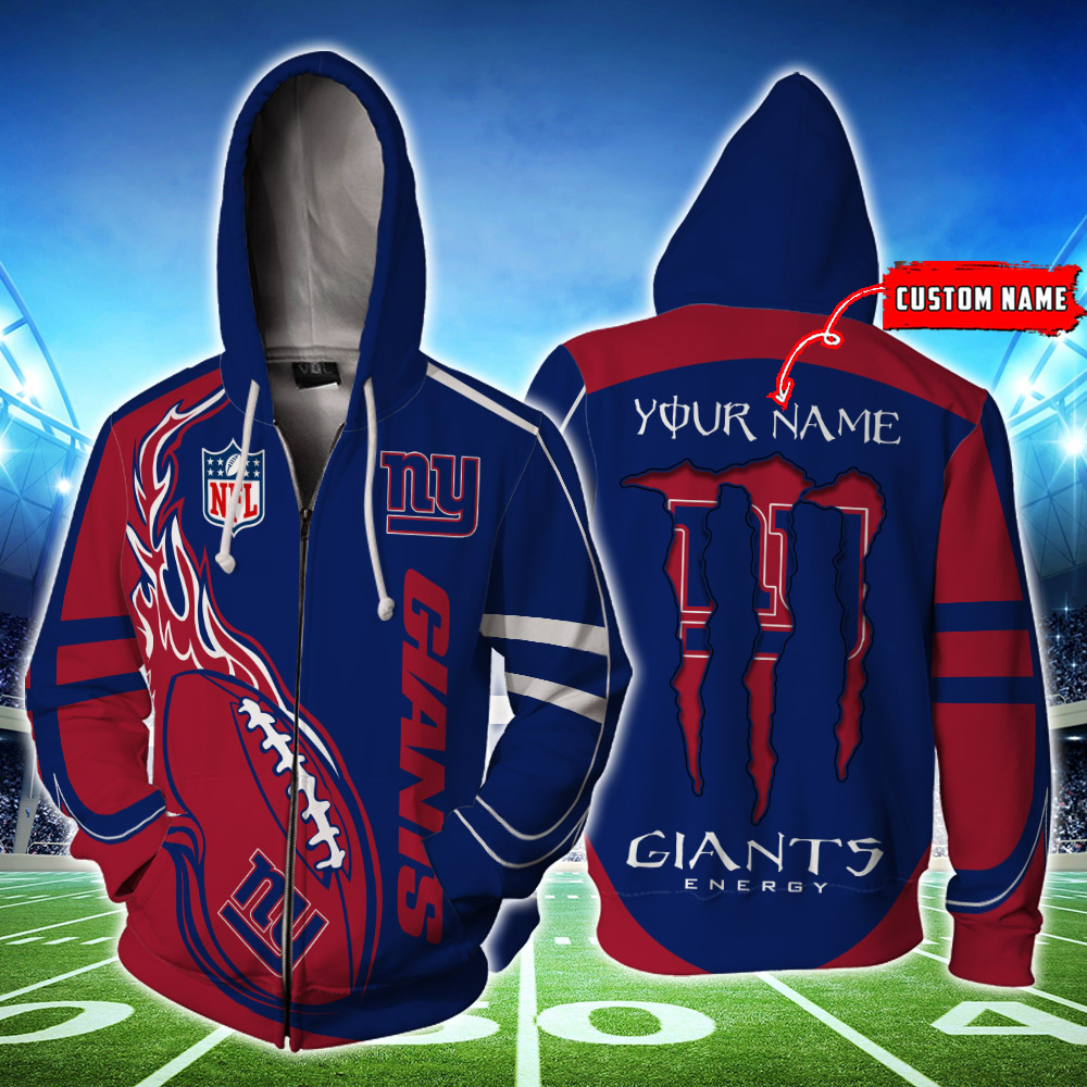 New York Giants Custom Name Zipperhoodie 3D Ds001