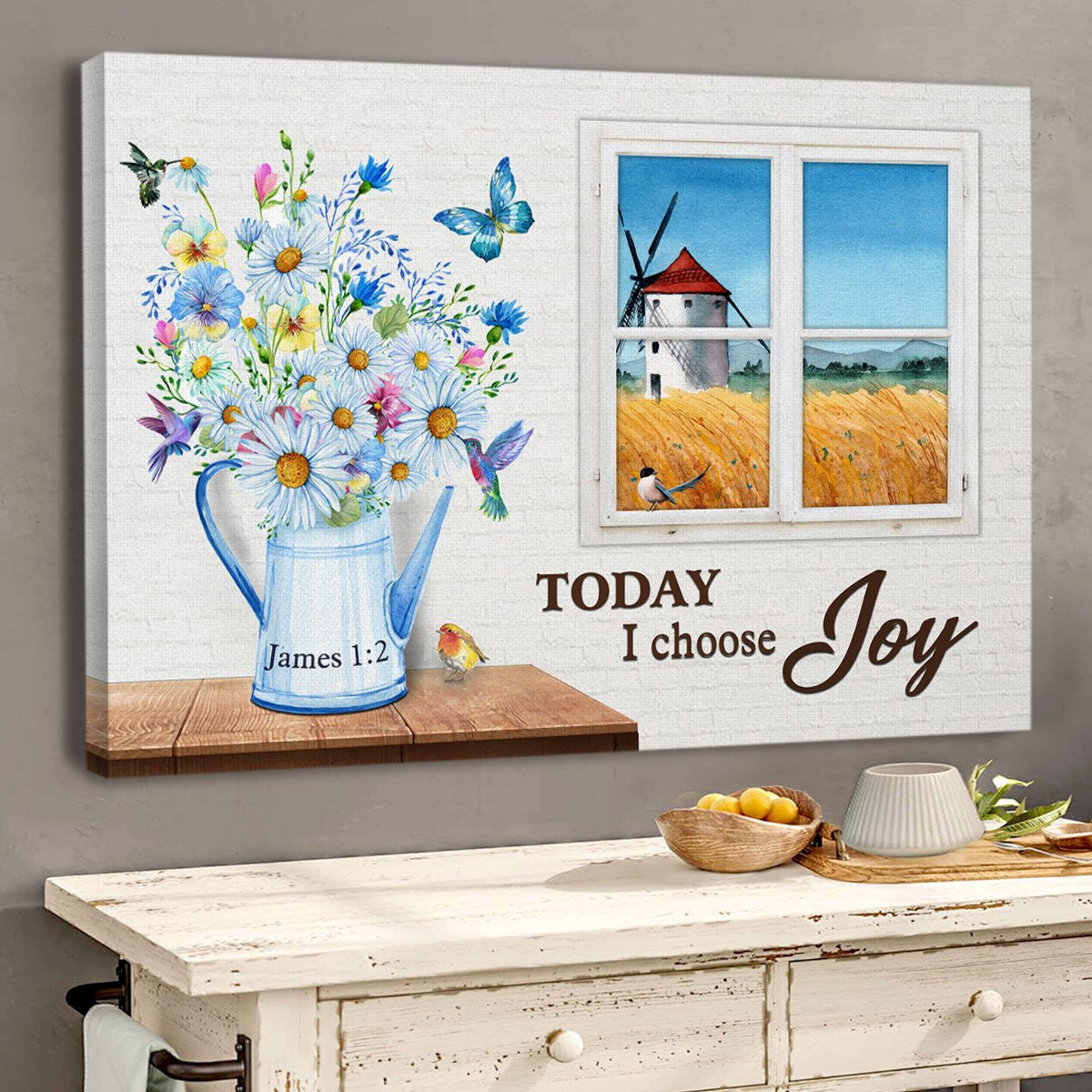 Butterfly And Flower Canvas – Today I Choose Joy Aq20 Gift For Family, Wall Art Decor, Canvas Print, Home Decor