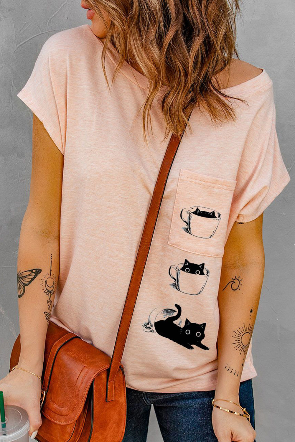 Pink Animal Basic Batwing Sleeve T-Shirt