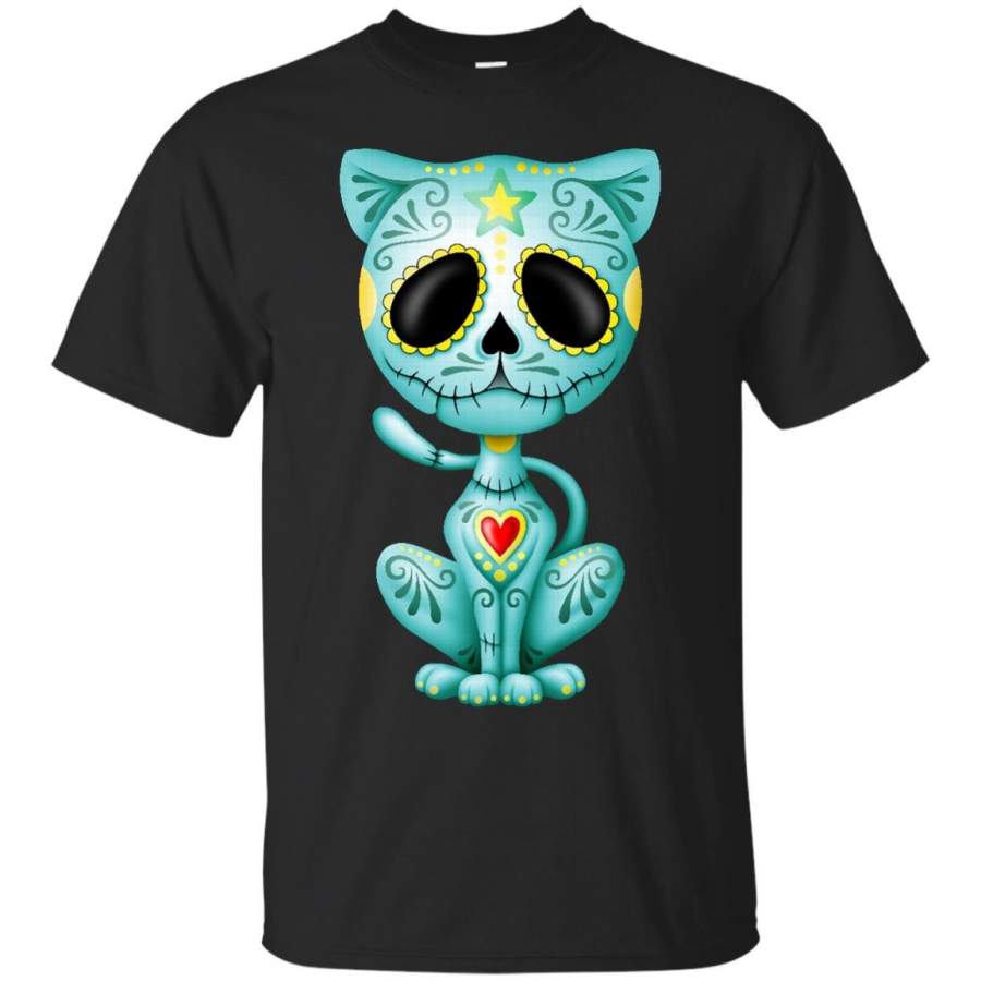 DAY OF THE DEAD – Blue Zombie Sugar Kitten Cat T Shirt & Hoodie