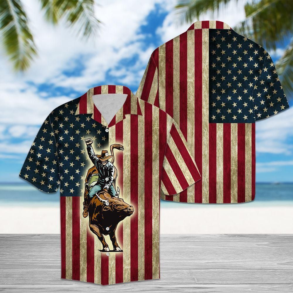 Aloha Shirt Rodeo American Flag H207020  Hawaiian Shirt