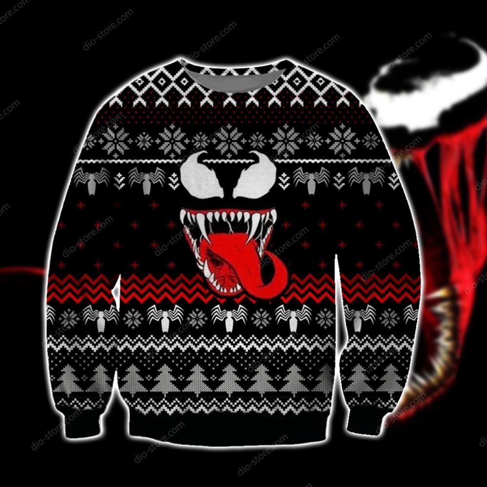 Venom Knitting Pattern 3D Print Ugly Christmas Sweater Hoodie All Over Printed Cint10616