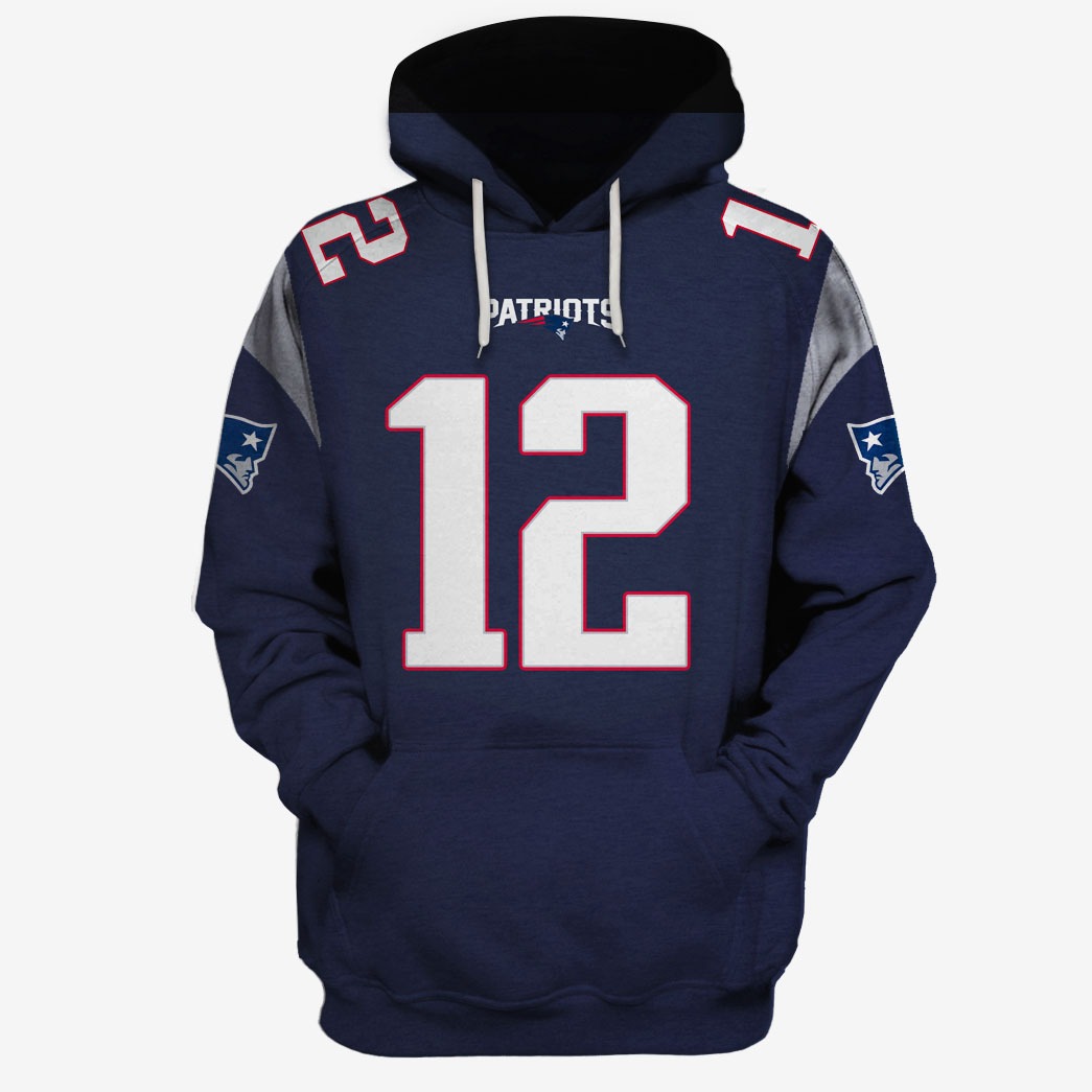 New England Patriots Tom Brady 12 Jersey Hoodie T Shirts Personalize Hoodie