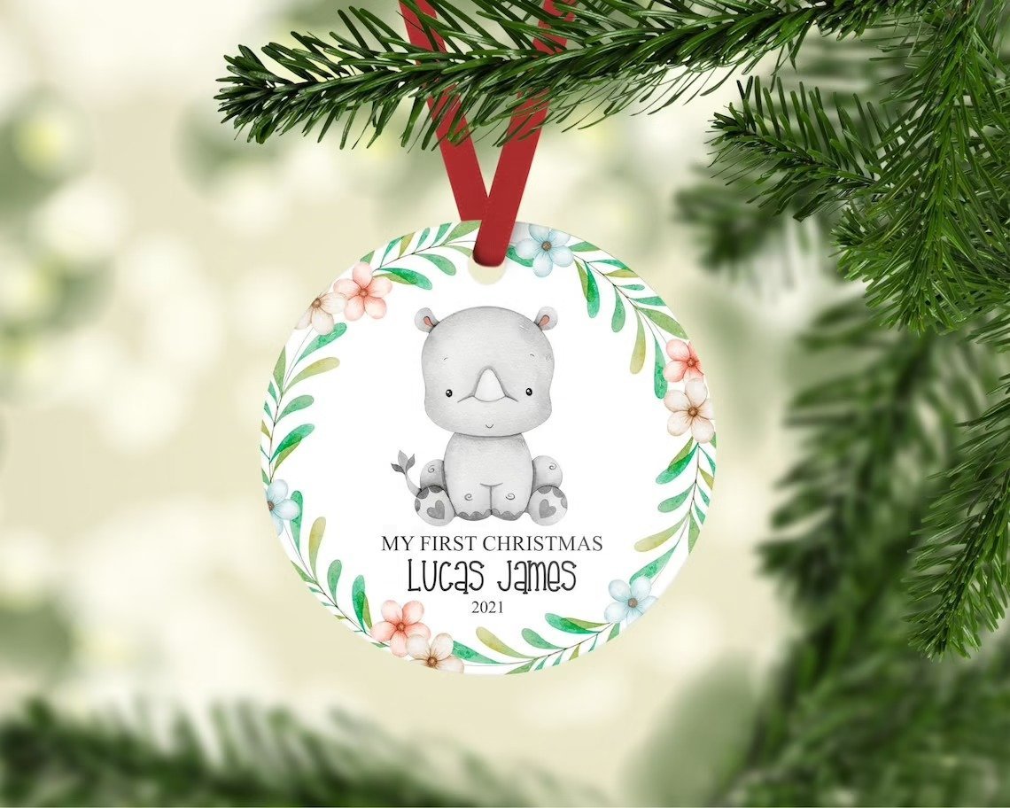 Baby’S First Christmas Ornament Baby Rhino Christmas Ornament Christmas Tree Decoration Christmas Home Decor Gift Ideas