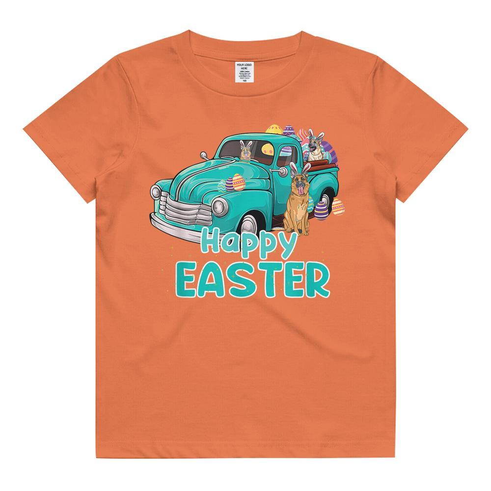 Bunny German Shepherd Happy Easter Day Truck Dog Kids T Shirt