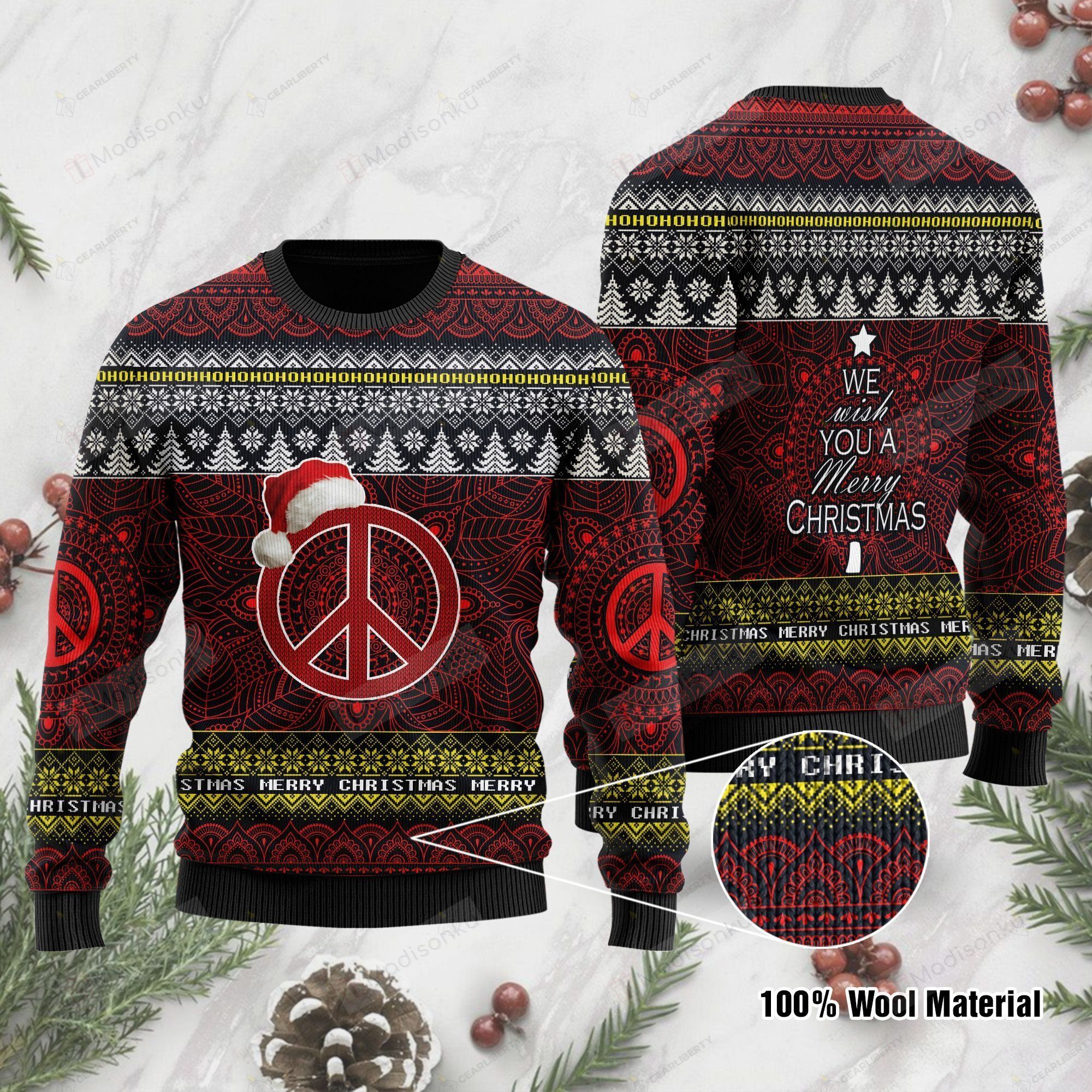 We Wish You A Merry Christmas Ho Ho Ho Jesus And Mandala Pattern For Unisex Ugly Christmas Sweater, All Over Print