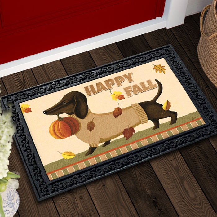 Happy Fall Sweater Dachshund Doormat – 18″ X 30″