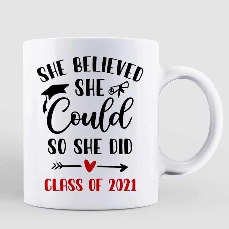 Senior 2021 She Believed She Did Chibi Personalized Coffee Mug