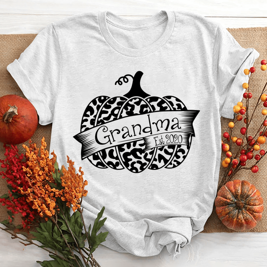 Grandma Est Pumpkin Leopard Shirt