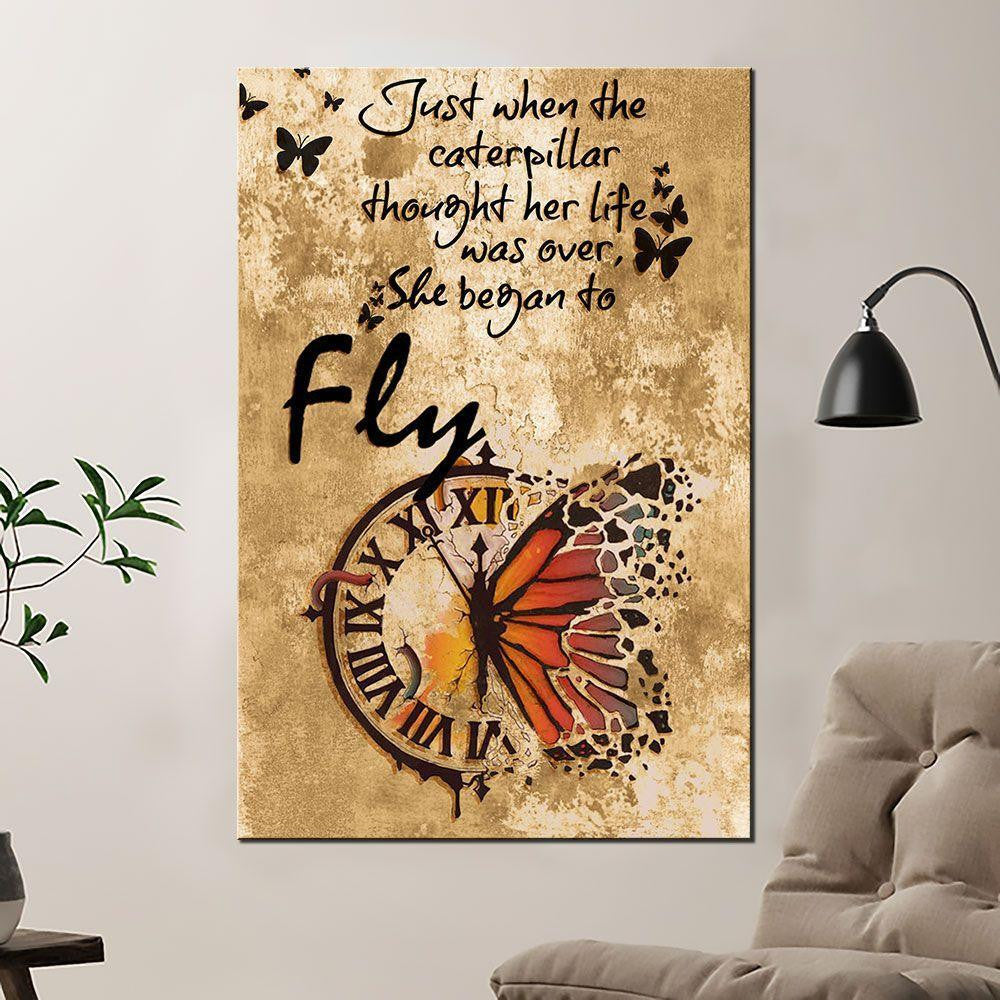 Watch By Butterflies Poster – She Began To Fly Canvas Home Décor Birthday Gift For Girl Daughter Niece Friend – Gigo Smart