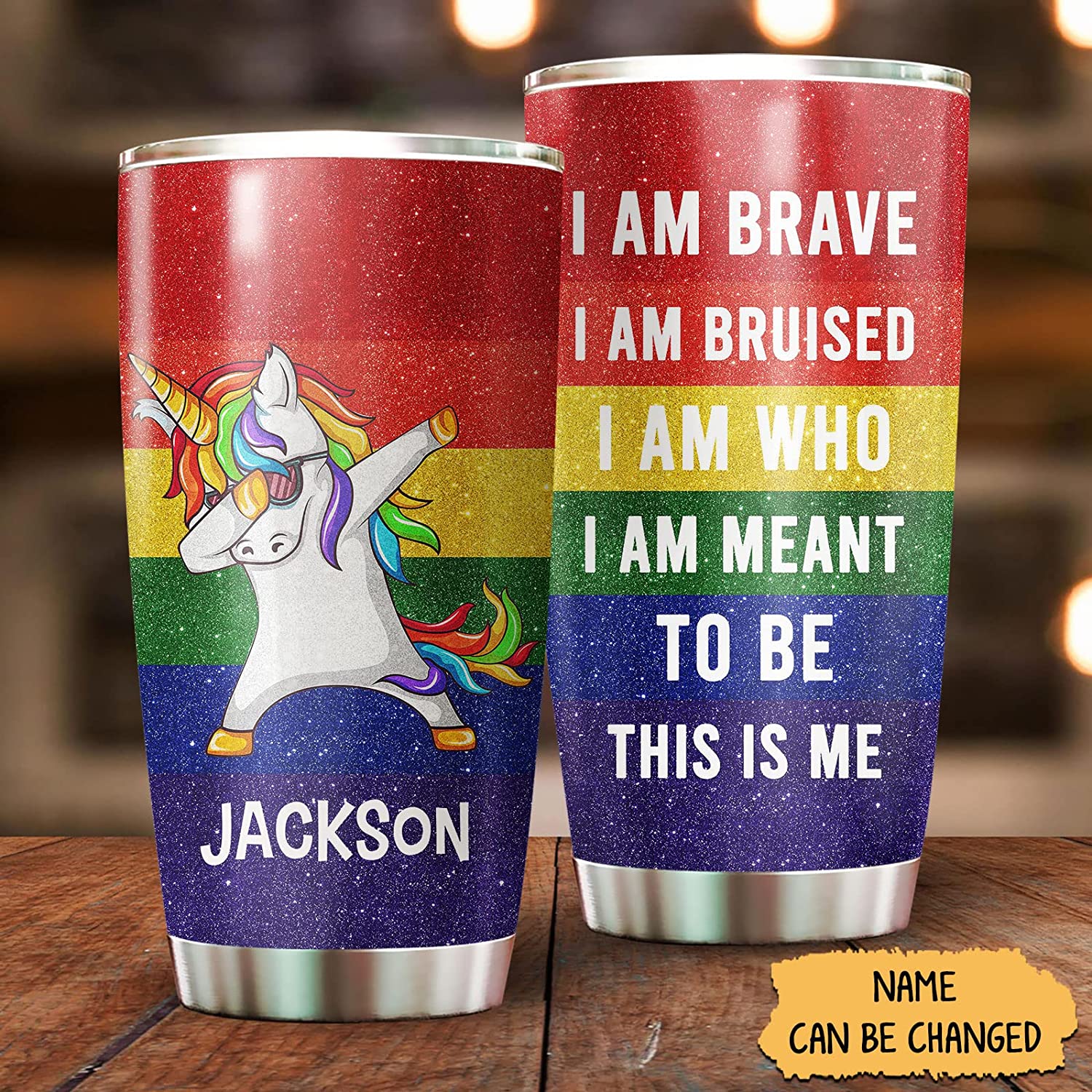 Personalized Unicorn Lgbt Tumbler, Custom Unicorn Tumbler, I Am Who I Am Meant To Be, Stainless Steel Vacuum Insulated Tumbler 20 Oz