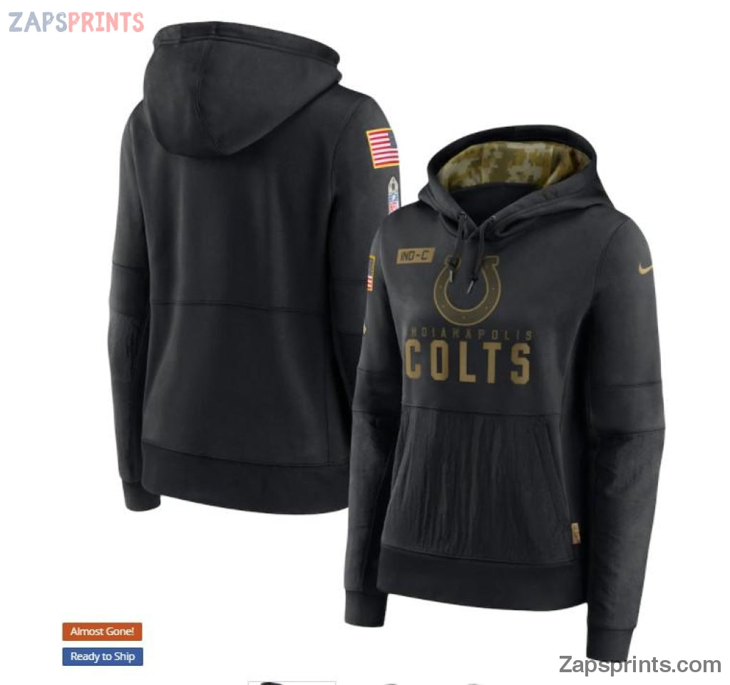 Women Black Indianapolis Colts 2020 Salute To Service Performance Pullover Hoodie