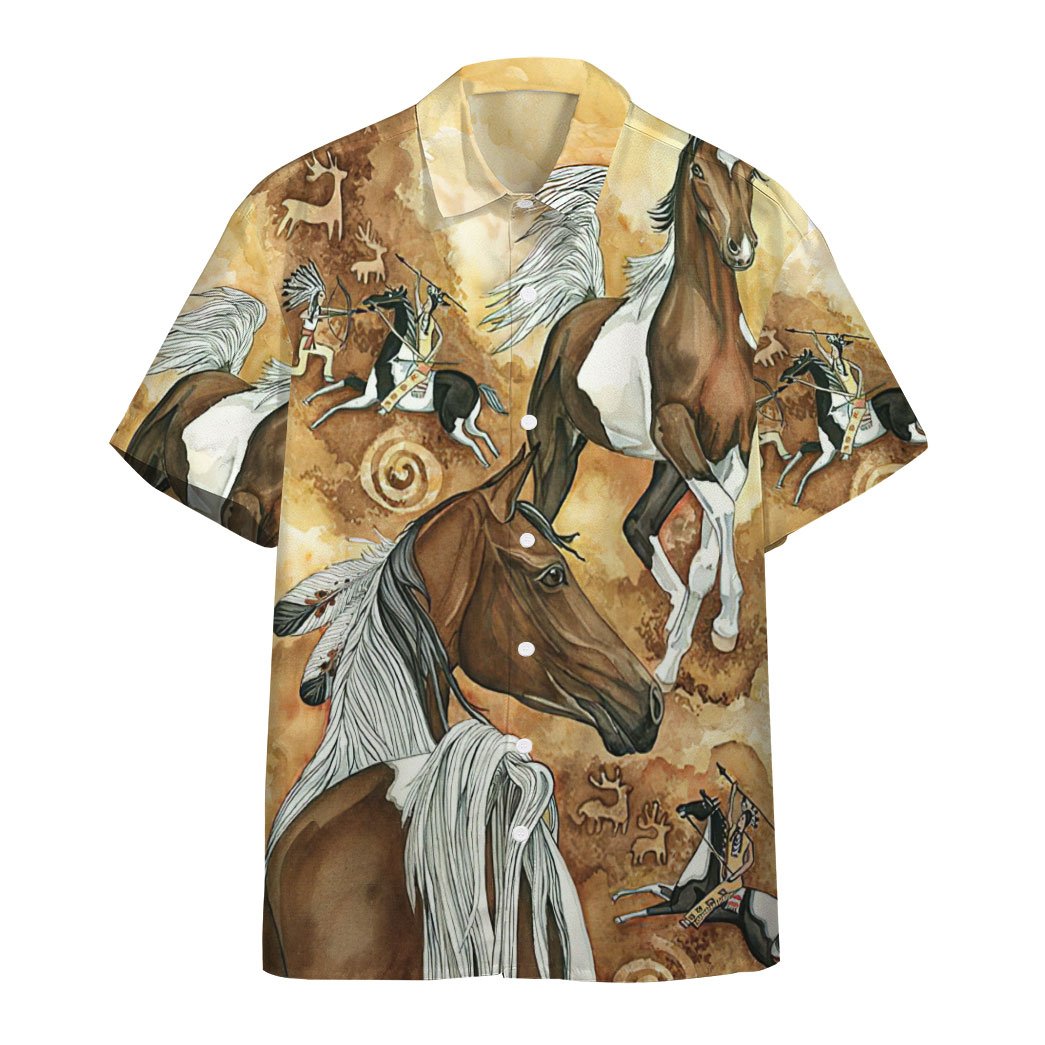 Gearhumans Native Horse Vintage Custom Hawaiian Shirt Ha35479