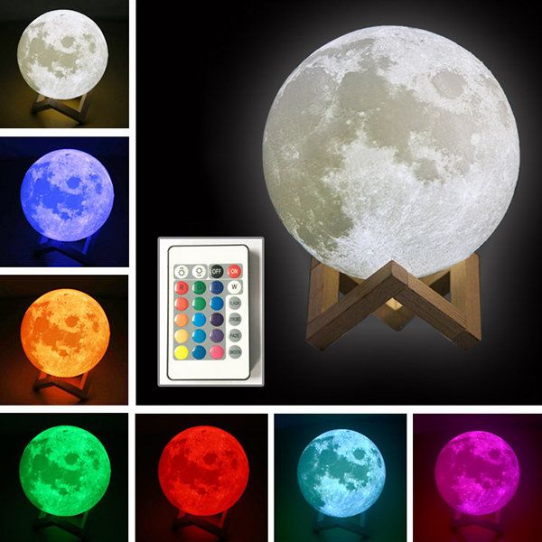 3D Print Beautiful Moon Lamp Colorful Change Touch Usb Led Night Light Home Decor Creative Gift