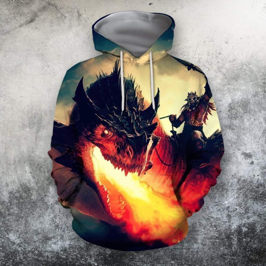 3D All Over Printing Dragon Rider Shirts