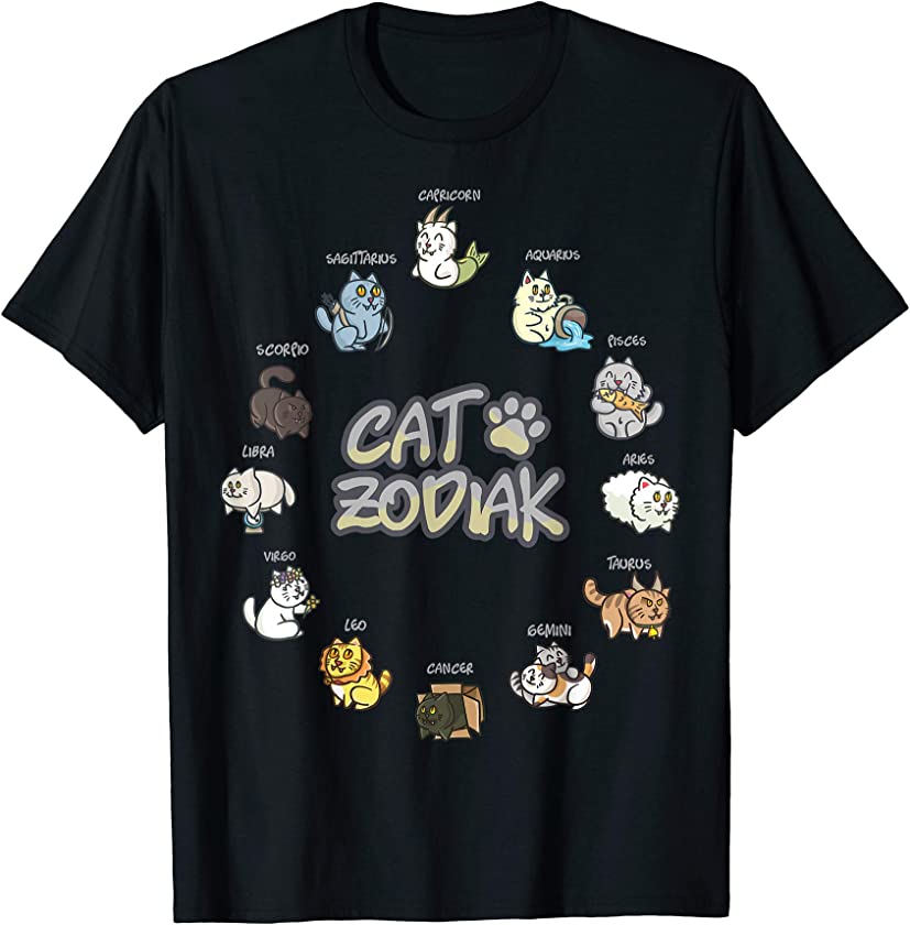 Cat Zodiac Signs Astrology Birthday Kitten Cats Horoscope T-Shirt