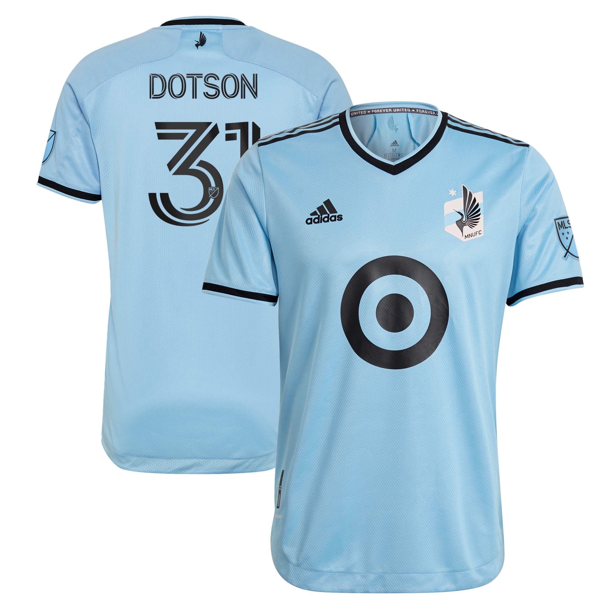 Hassani Dotson Minnesota United FC 2021 The River Kit Authentic Jersey – Light Blue