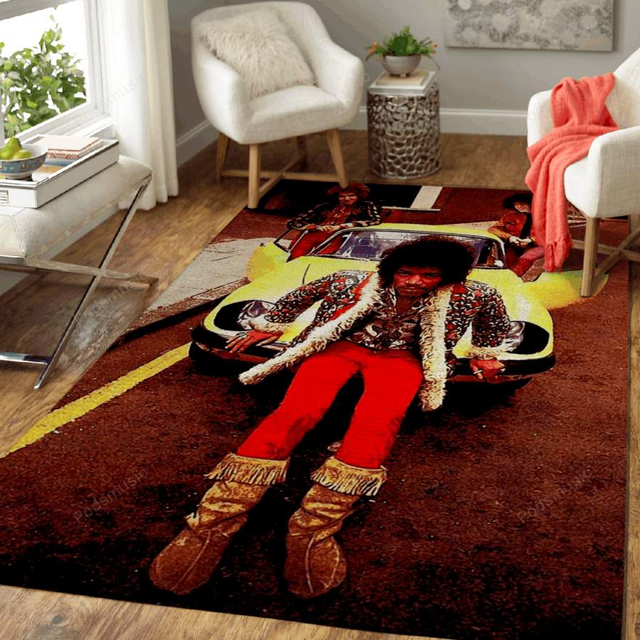 Jimi Hendrix Car Style – Music Legend Art For Fans Area Rug Living Room Ca …