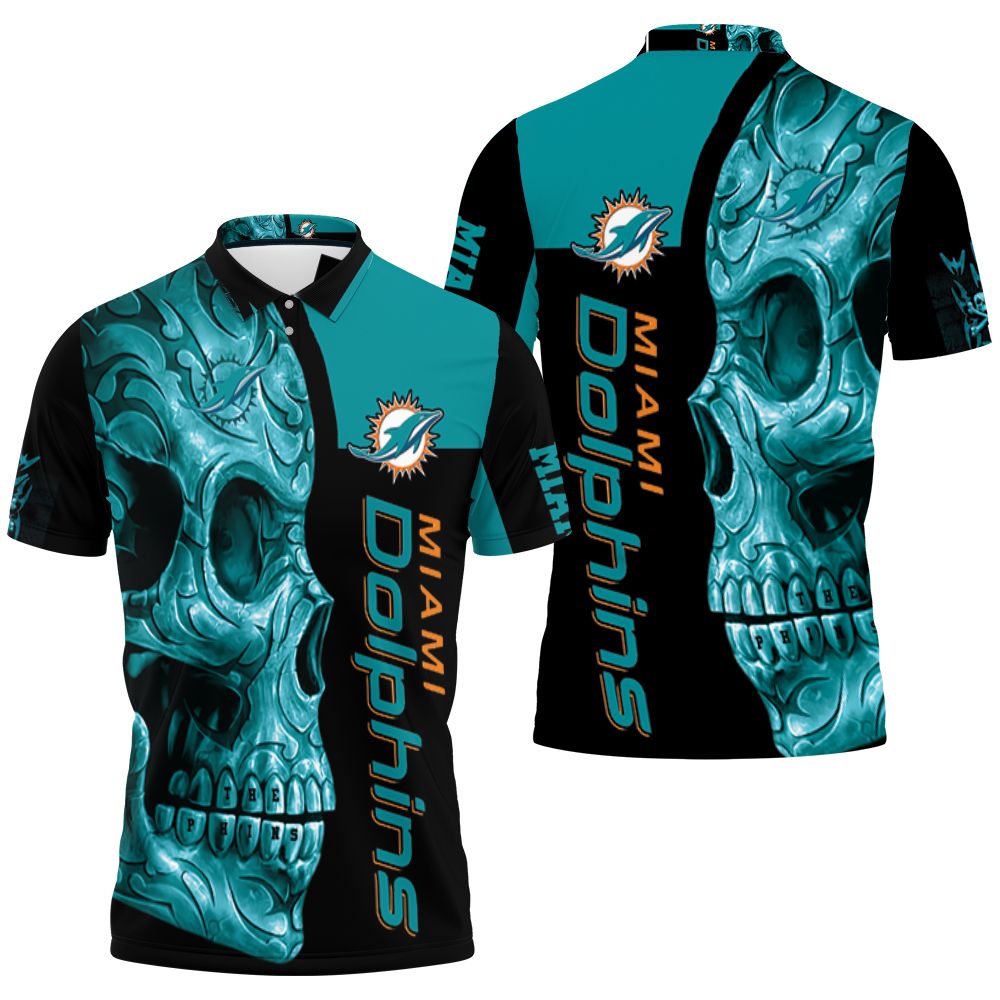 Dolphins Skull 3D Jersey Polo Shirt All Over Print Shirt 3D T-Shirt