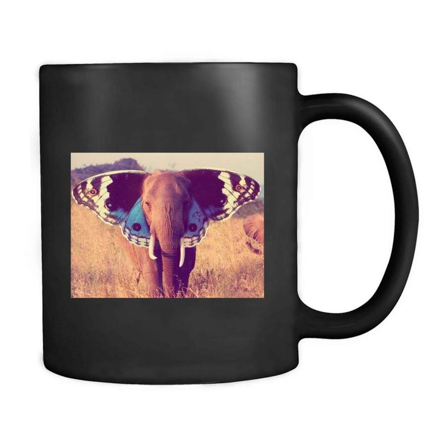 Gents Organic Art Elephant Dog Wings Mug