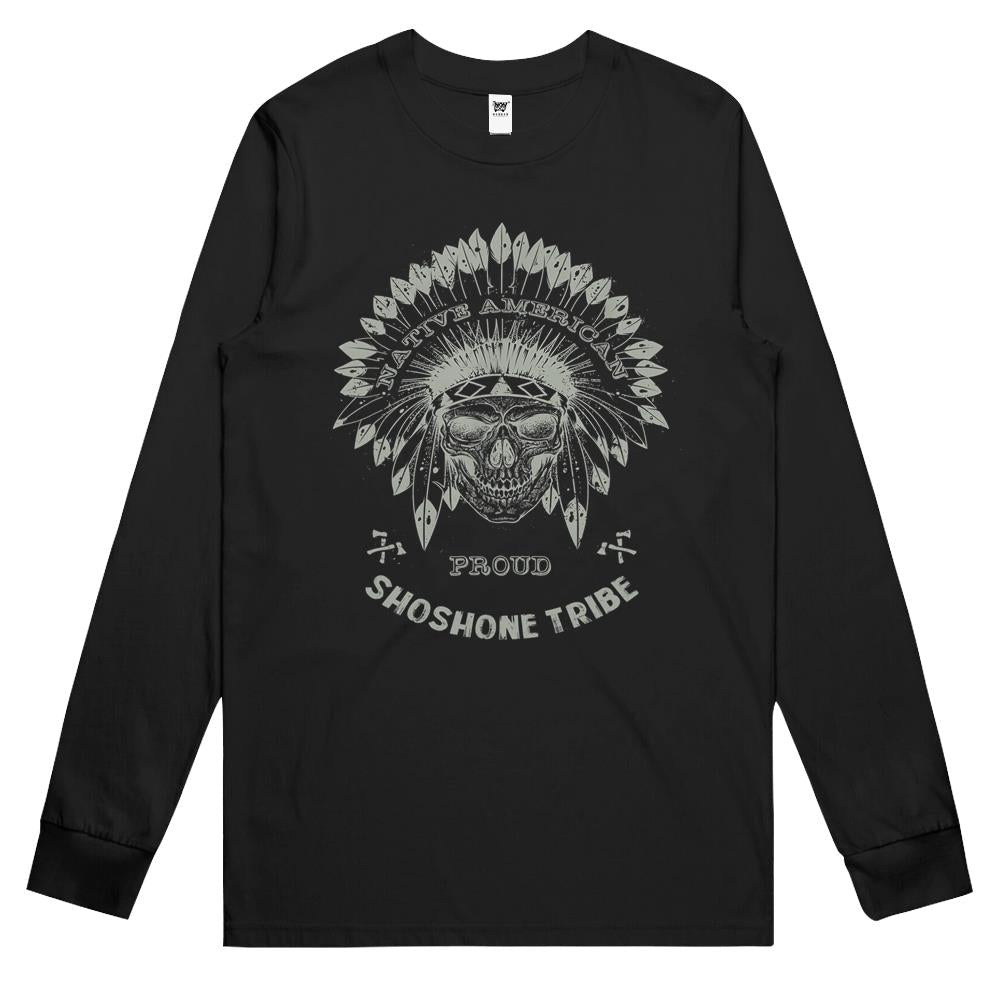 Shoshone Tribe Native American Indian Respect Skull Long Sleeve T Shirts