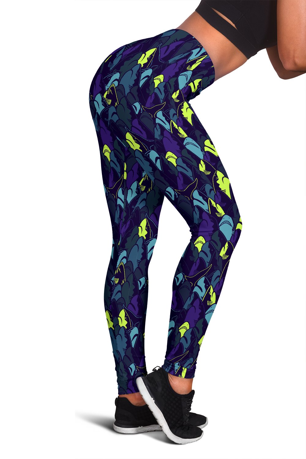 Shark Neon Color Print Women Leggings