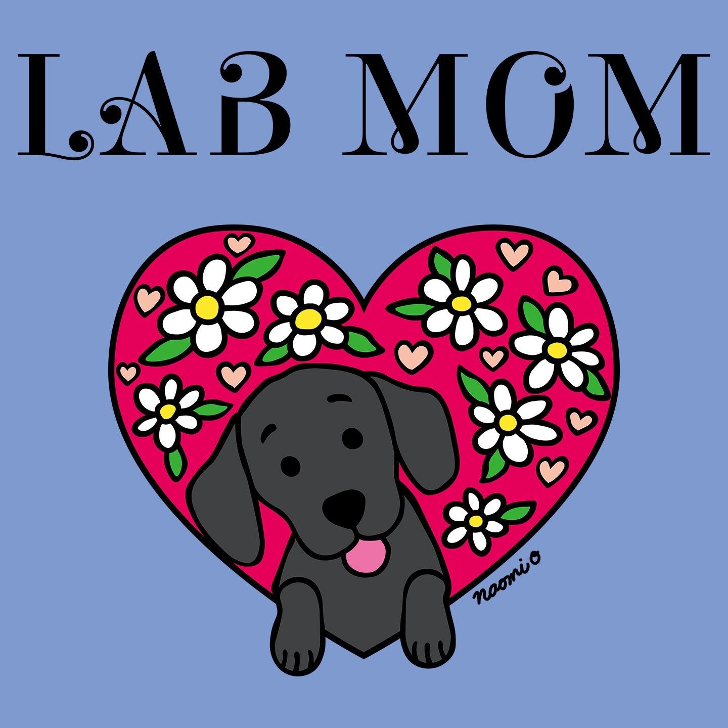 Flower Heart Black Lab Mom – Women’s Tri-Blend T-Shirt