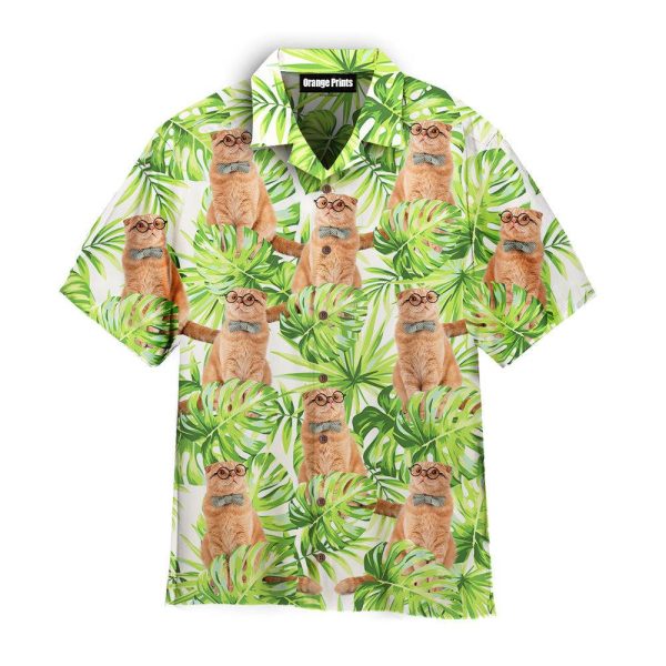 Funny Cat In Bow Tie Tropical Floral Hawaii Shirt For Men Women Ha5741