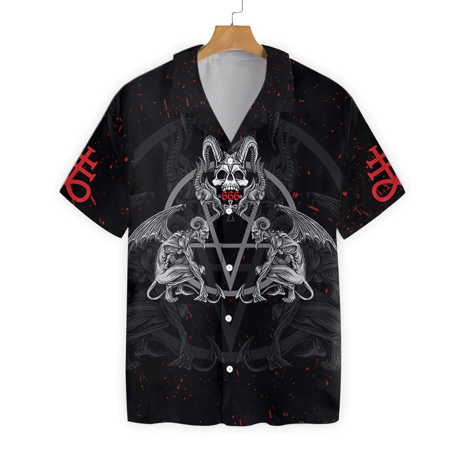 Demon With Skull Pentagram Satanic Goth Gothic 2312 Hawaii Shirt Ha35566