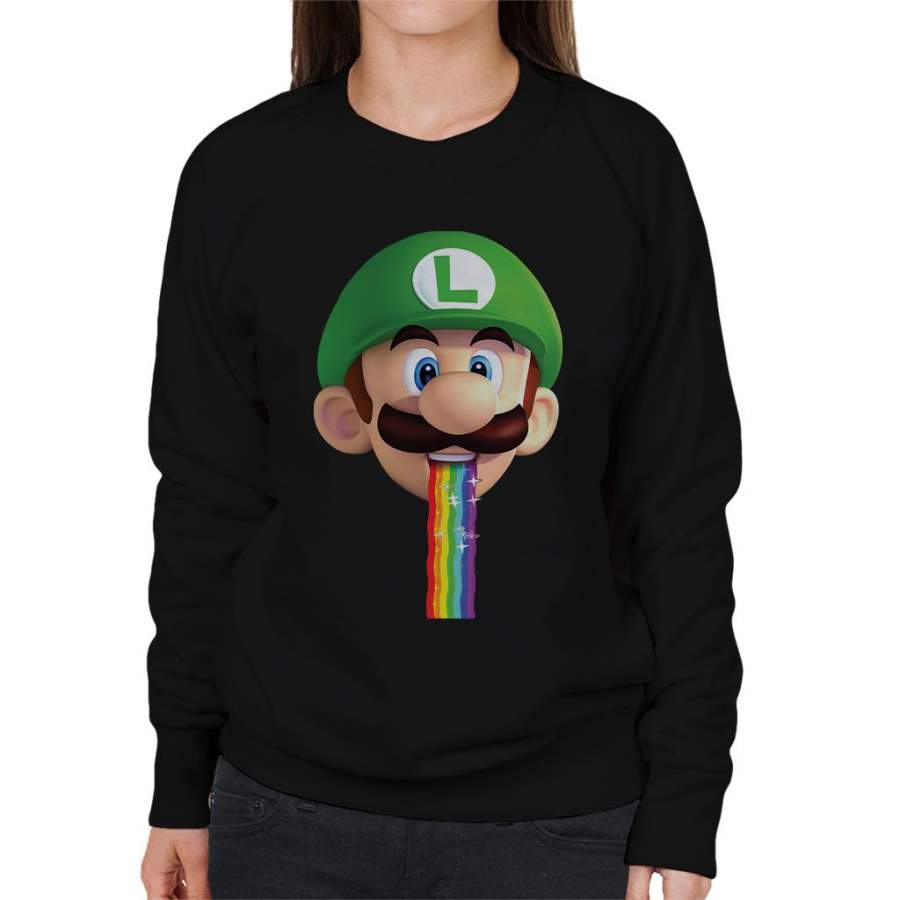 Super Mario Luigi Puking Rainbow Snapchat Filter Women’s Sweatshirt