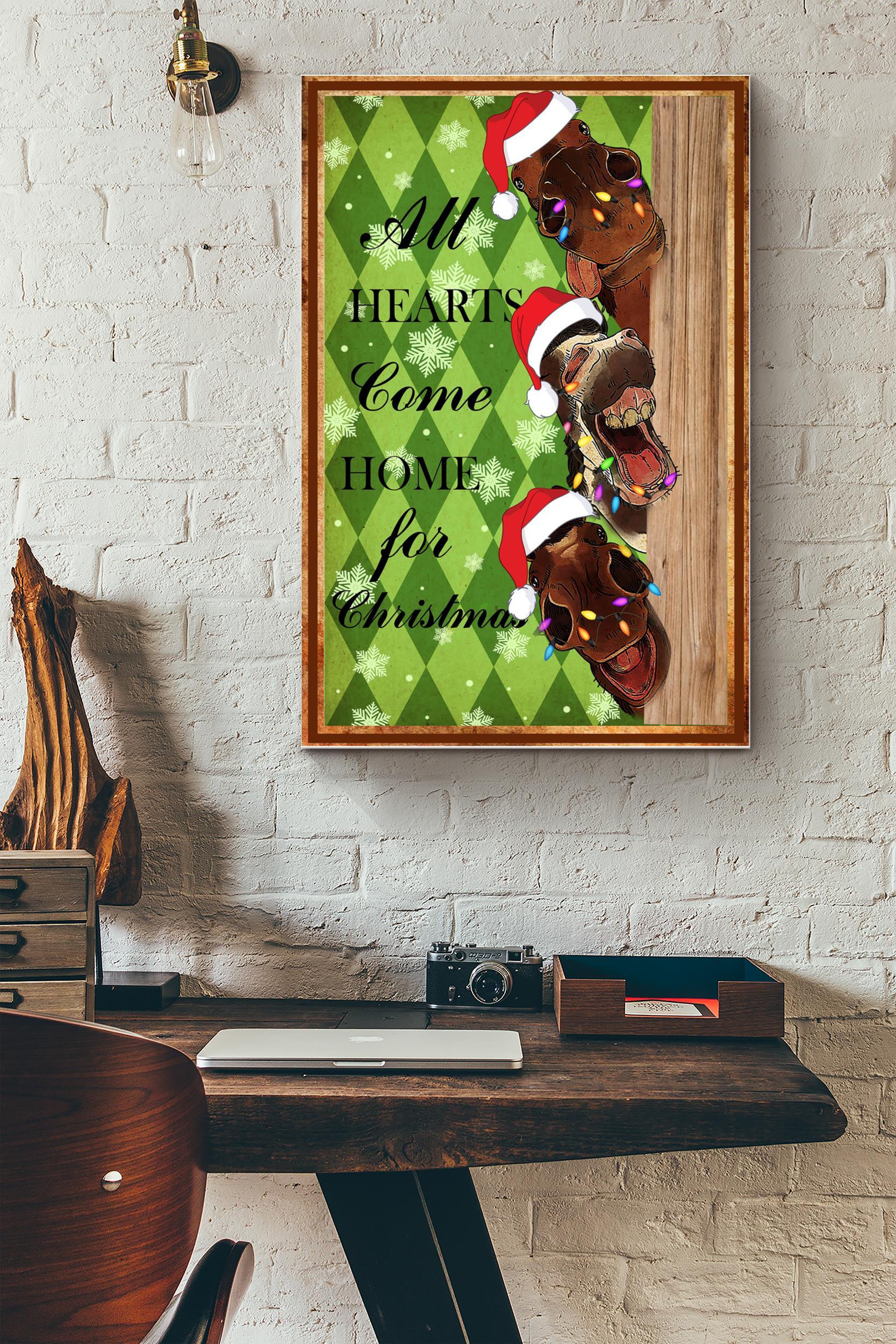 All Hearts Come Home For Christmas Poster – Animals Wall Art – Gift For Christmas Day Noel Decor Reindeer Lovers Home Decor (Unframed) Poster